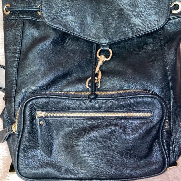 Pleather Backpack || Black + Gold Details - Picture 3 of 9